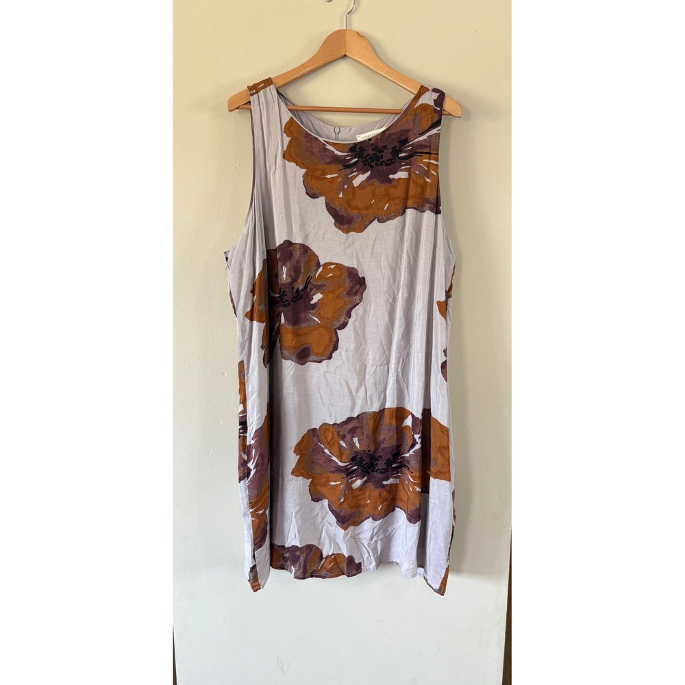 Honey Punch Womens 2X Floral Shift Dress Sleeveless Gray Rust Rayon Beach Summer